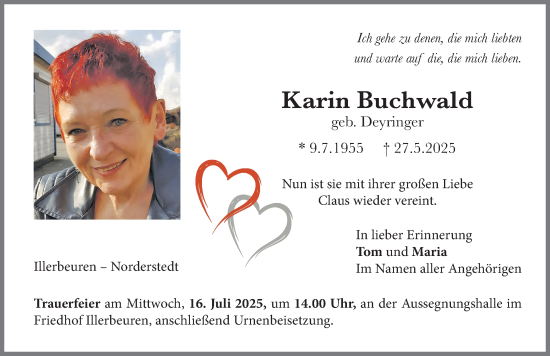 Traueranzeige von Karin Buchwald von Memminger Zeitung