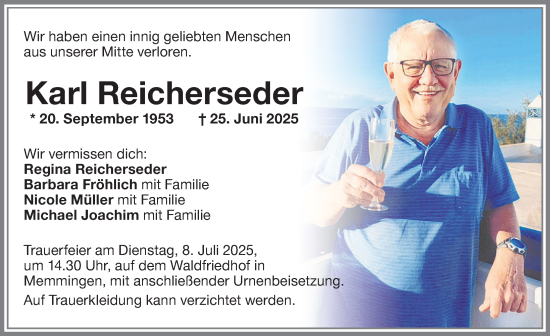 Traueranzeige von Karl Reicherseder von Memminger Zeitung