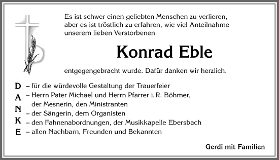 Traueranzeige von Konrad Eble von Allgäuer Zeitung, Marktoberdorf