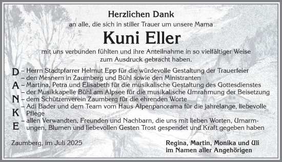 Traueranzeige von Kuni Eller von Allgäuer Anzeigeblatt