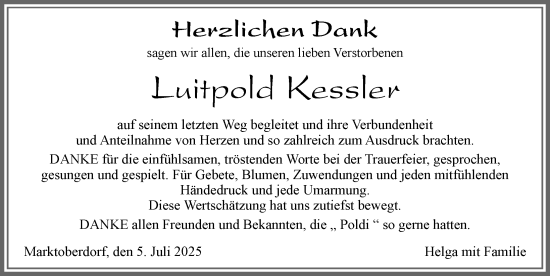 Traueranzeige von Luitpold Kessler von Allgäuer Zeitung, Marktoberdorf