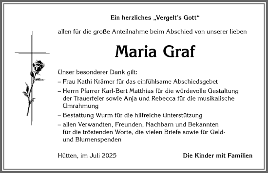 Traueranzeige von Maria Graf von Allgäuer Anzeigeblatt