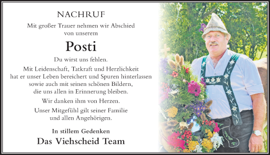 Traueranzeige von Posti  von Der Westallgäuer