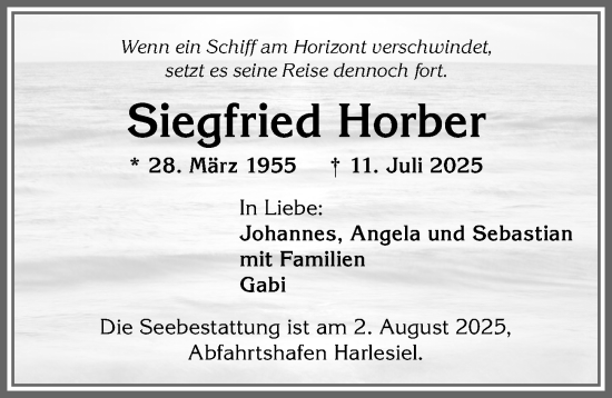 Traueranzeige von Siegfried Horber von Allgäuer Anzeigeblatt