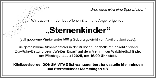 Traueranzeige von Sternenkinder  von Memminger Zeitung