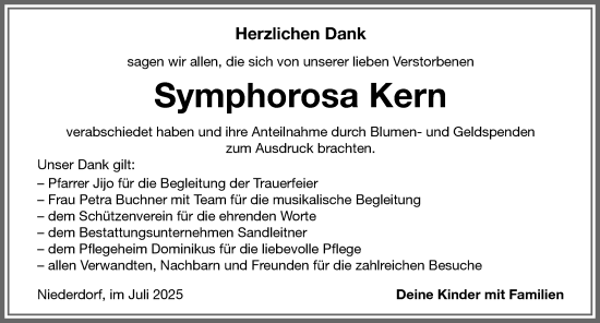 Traueranzeige von Symphorosa Kern von Memminger Zeitung
