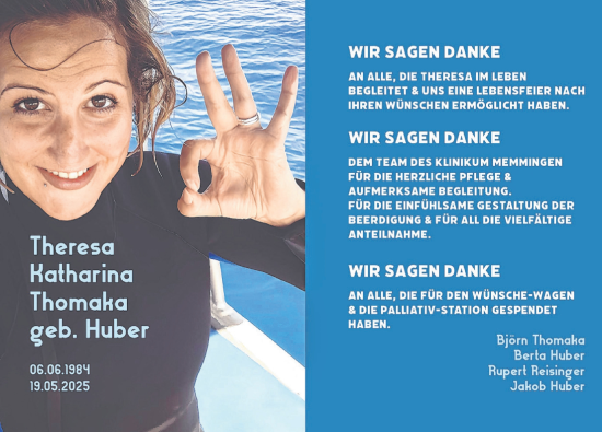 Traueranzeige von Theresa Katharina Thomaka von Memminger Zeitung