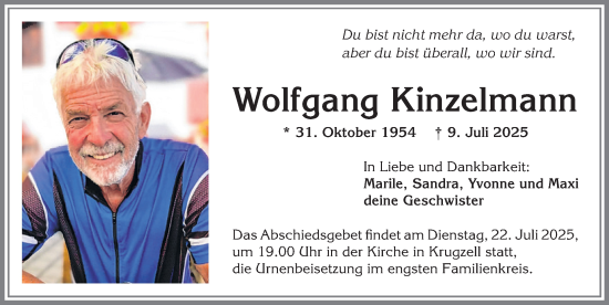 Traueranzeige von Wolfgang Kinzelmann von Allgäuer Zeitung,Kempten