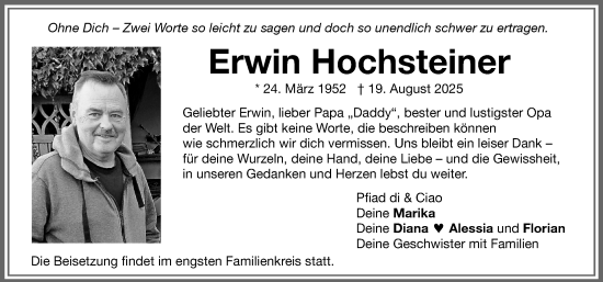 Traueranzeige von Erwin Hochsteiner von Memminger Zeitung