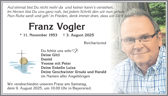 Traueranzeige von Franz Vogler von Allgäuer Zeitung, Marktoberdorf