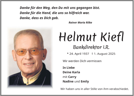 Traueranzeige von Helmut Kiefl von Allgäuer Zeitung, Füssen