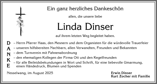 Traueranzeige von Linda Dinser von Allgäuer Zeitung, Füssen