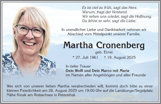 Traueranzeige von Martha Cronenberg von Allgäuer Zeitung,Kempten