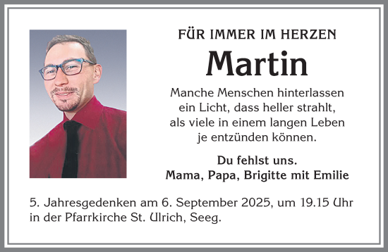 Traueranzeige von Martin  von Allgäuer Zeitung, Füssen
