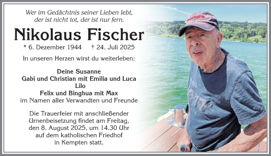 Traueranzeige von Nikolaus Fischer von Allgäuer Anzeigeblatt