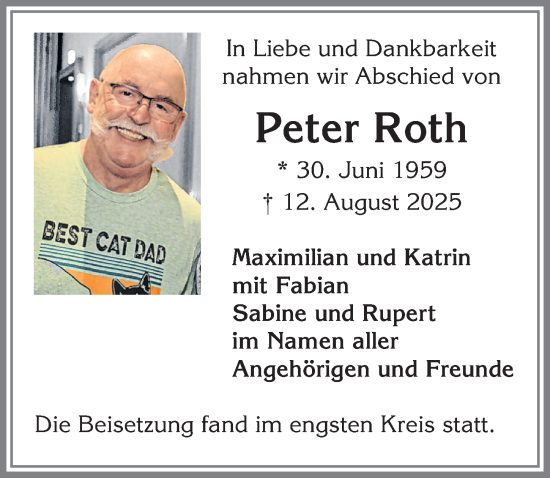 Traueranzeige von Peter Roth von Allgäuer Zeitung,Kempten