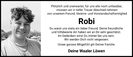 Traueranzeige von Robi  von Allgäuer Zeitung, Kaufbeuren/Buchloe