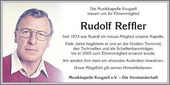 Traueranzeige von Rudolf Reffler von Allgäuer Zeitung,Kempten