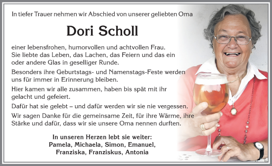 Traueranzeige von Viktoria Scholl von Allgäuer Anzeigeblatt
