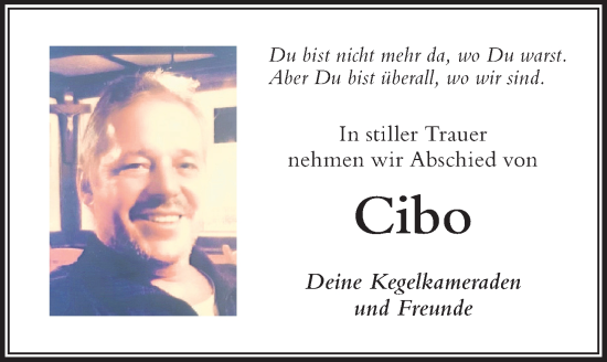 Traueranzeige von Cibo  von Der Westallgäuer