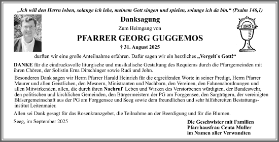 Traueranzeige von Georg Guggemos von Allgäuer Zeitung, Füssen