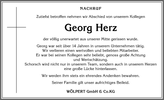 Traueranzeige von Georg Herz von Allgäuer Anzeigeblatt