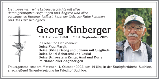Traueranzeige von Georg Kinberger von Allgäuer Zeitung, Kaufbeuren/Buchloe