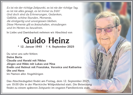 Traueranzeige von Guido Heinz von Allgäuer Zeitung,Kempten