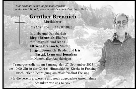 Traueranzeige von Gunther Brennich von Memminger Zeitung
