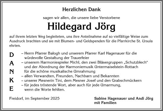 Traueranzeige von Hildegard Jörg von Allgäuer Anzeigeblatt