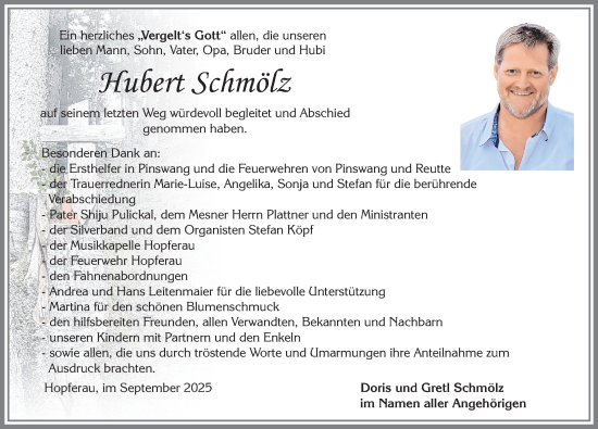 Traueranzeige von Hubert Schmölz von Allgäuer Zeitung, Füssen
