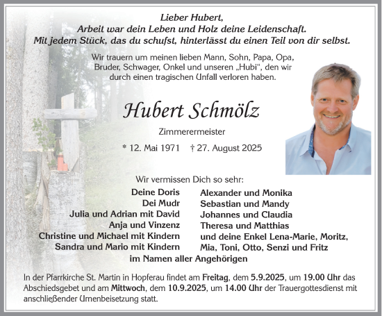 Traueranzeige von Hubert Schmölz von Allgäuer Zeitung, Füssen
