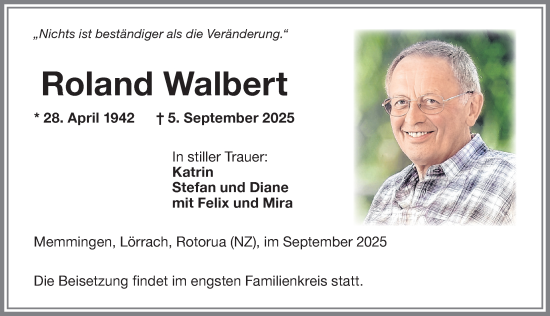 Traueranzeige von Roland Walbert von Memminger Zeitung
