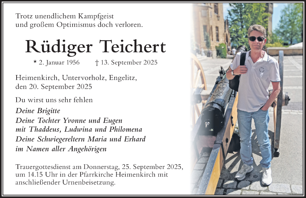  Traueranzeige für Rüdiger Teichert vom 20.09.2025 aus Der Westallgäuer
