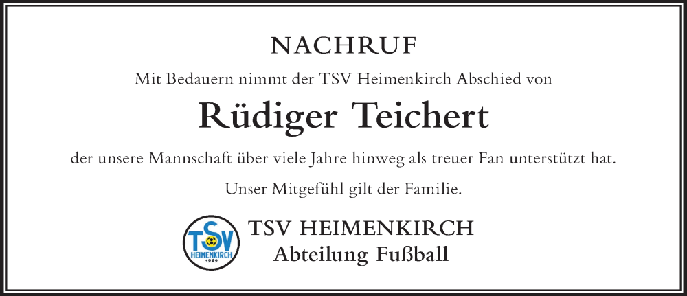  Traueranzeige für Rüdiger Teichert vom 25.09.2025 aus Der Westallgäuer