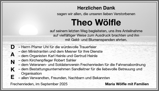 Traueranzeige von Theo Wölfle von Memminger Zeitung