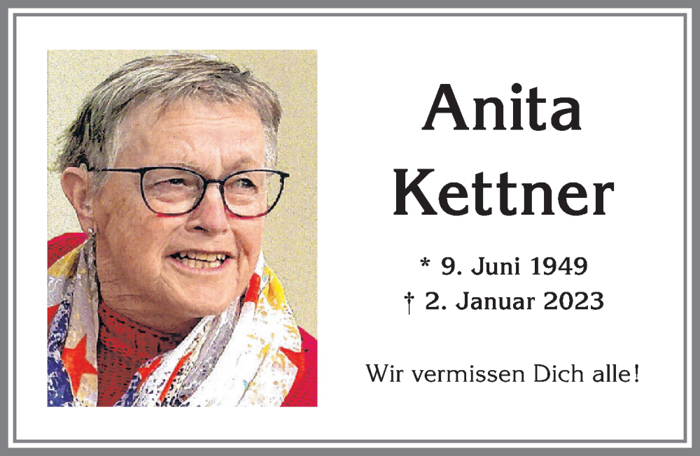  Traueranzeige für Anita Kettner vom 02.01.2026 aus Allgäuer Zeitung,Kempten