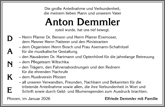 Traueranzeige von Anton Demmler von Allgäuer Zeitung, Kaufbeuren/Buchloe