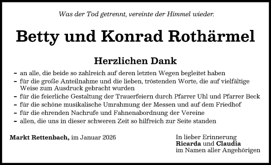 Traueranzeige von Betty Rothärmel von Memminger Zeitung