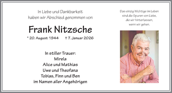 Traueranzeige von Frank Nitzsche von Memminger Zeitung