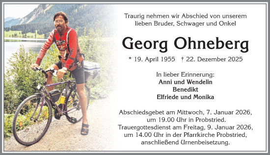 Traueranzeige von Georg Ohneberg von Allgäuer Zeitung,Kempten