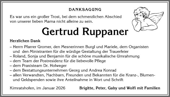 Traueranzeige von Gertrud Ruppaner von Allgäuer Zeitung,Kempten