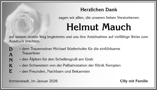 Traueranzeige von Helmut Mauch von Allgäuer Anzeigeblatt