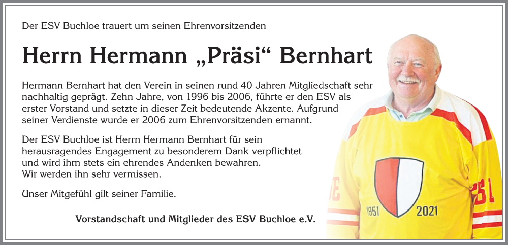  Traueranzeige für Hermann Bernhart vom 10.01.2026 aus Allgäuer Zeitung, Kaufbeuren/Buchloe