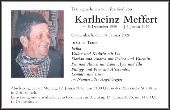 Traueranzeige von Karlheinz Meffert von Der Westallgäuer