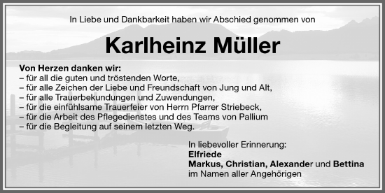 Traueranzeige von Karlheinz Müller von Memminger Zeitung