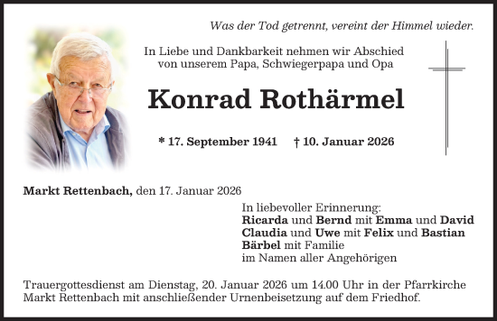Traueranzeige von Konrad Rothärmel von Memminger Zeitung