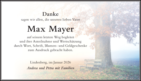 Traueranzeige von Max Mayer von Der Westallgäuer