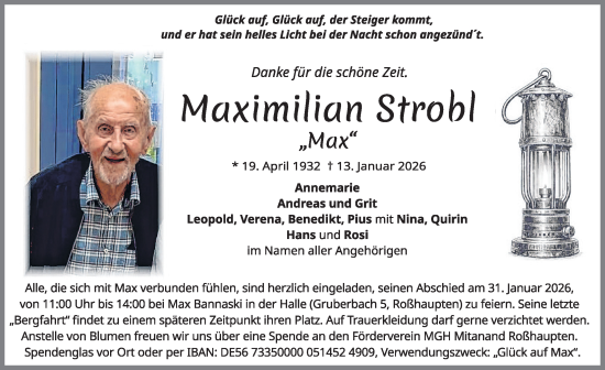 Traueranzeige von Maximilian Strobl von Allgäuer Zeitung, Füssen