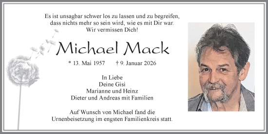 Traueranzeige von Michael Mack von Allgäuer Zeitung, Marktoberdorf